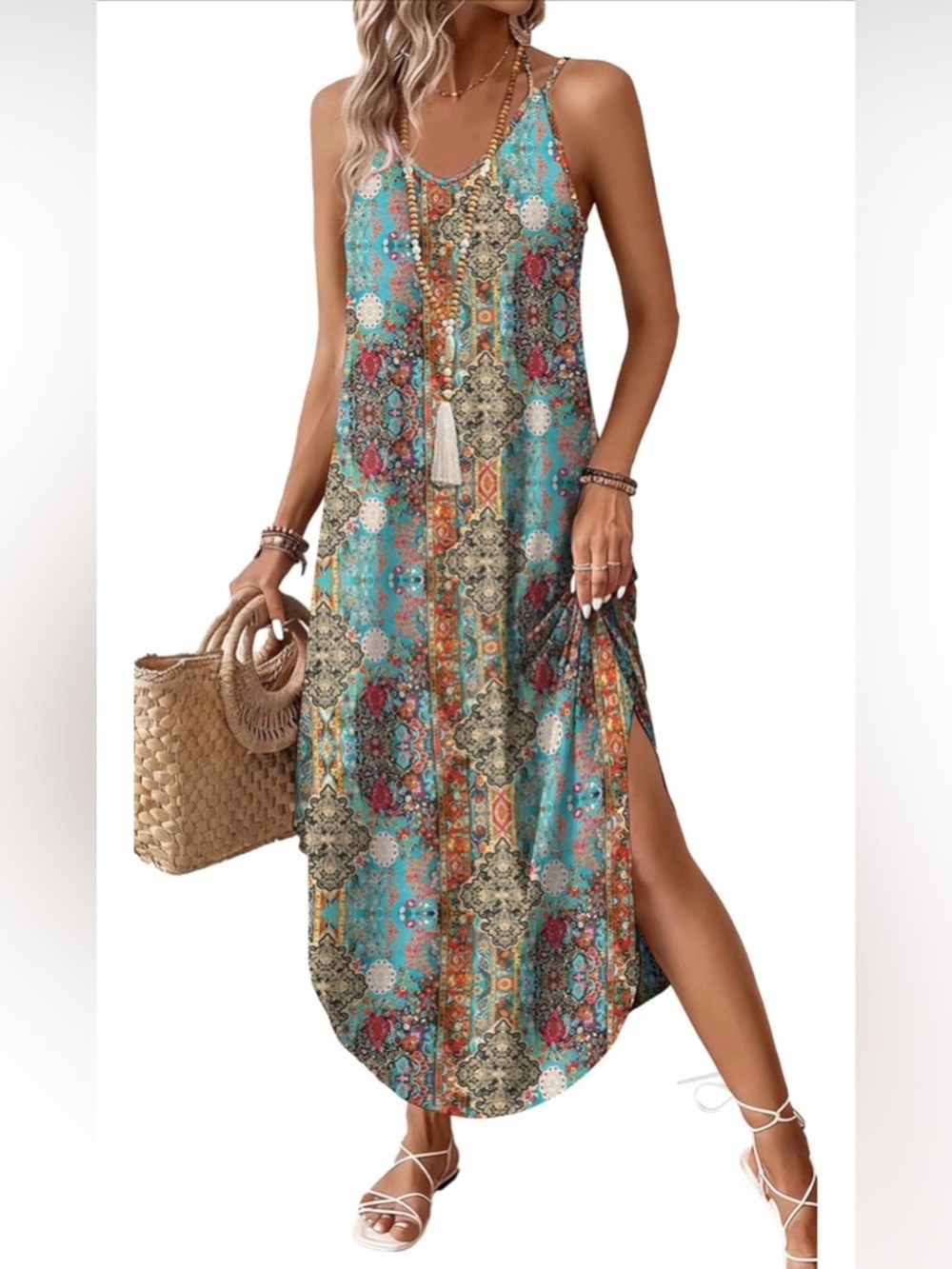 🆕 Maxi Dress Boho Halter Dress Sundresses
